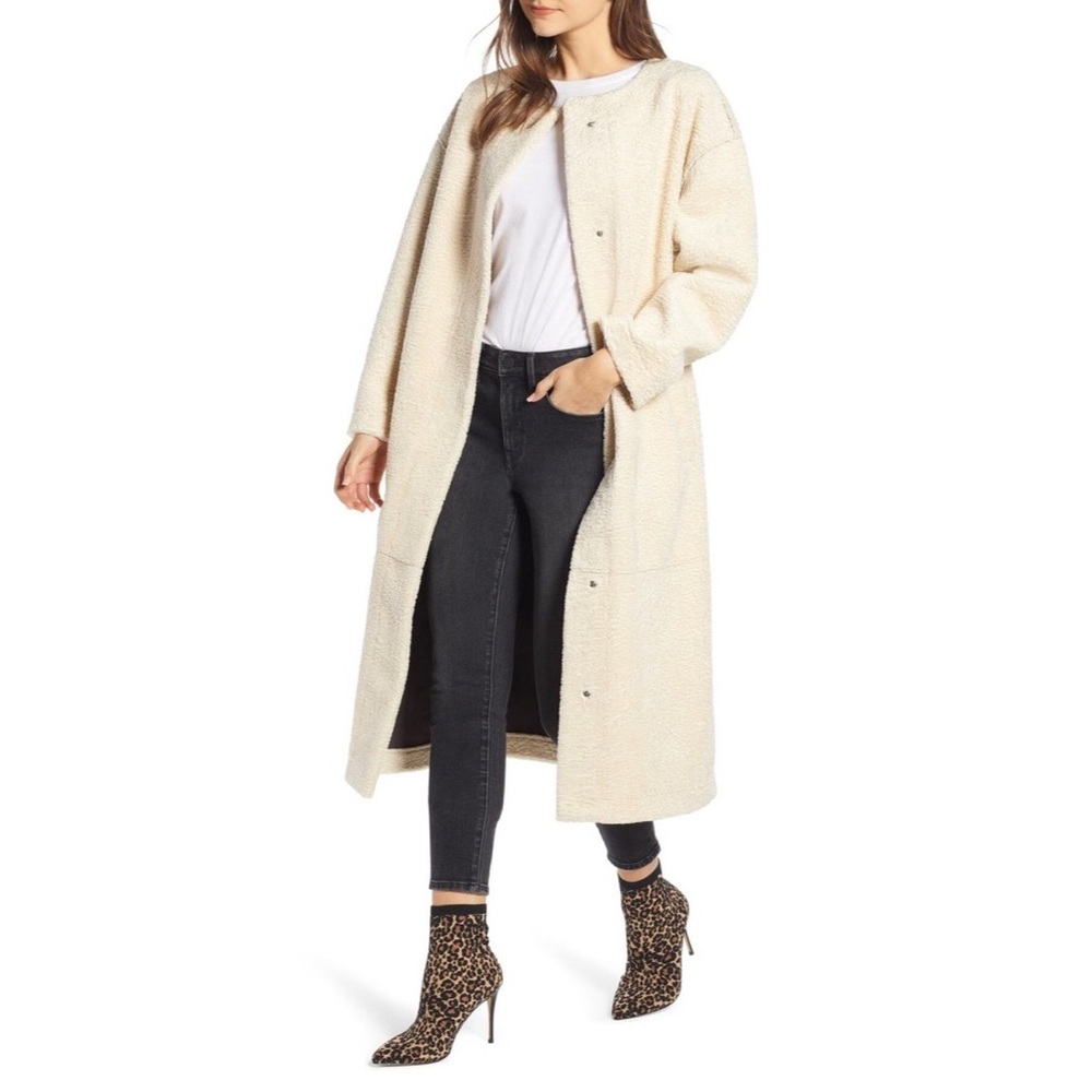 NWT | Something Navy | Long Faux Shearling Coat (Nordstrom Exclusive)